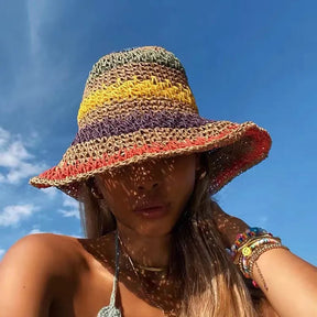 Chapéu de Praia em Crochê Colorido - Tifanny